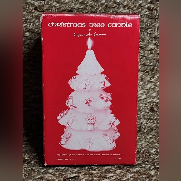 Vintage Christmas Tree Candle White Gold Santa Smownan Star Gift Stocking 9" New - Picture 2 of 7